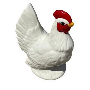 VTG Hand Painted Chicken Hen Figurine Folk Art Kitschy Animal‎ Retro
